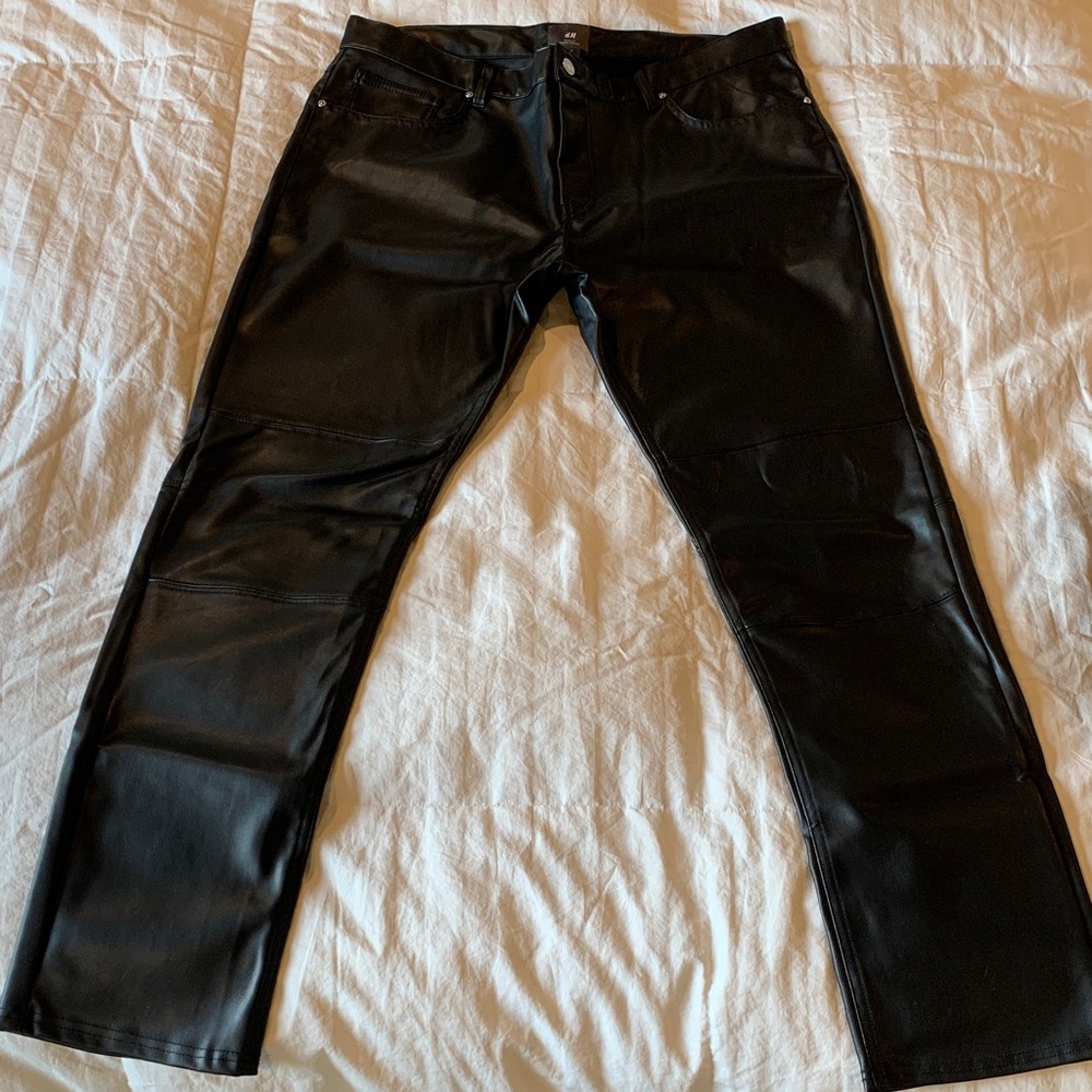 Men's Black Faux Leather Pants